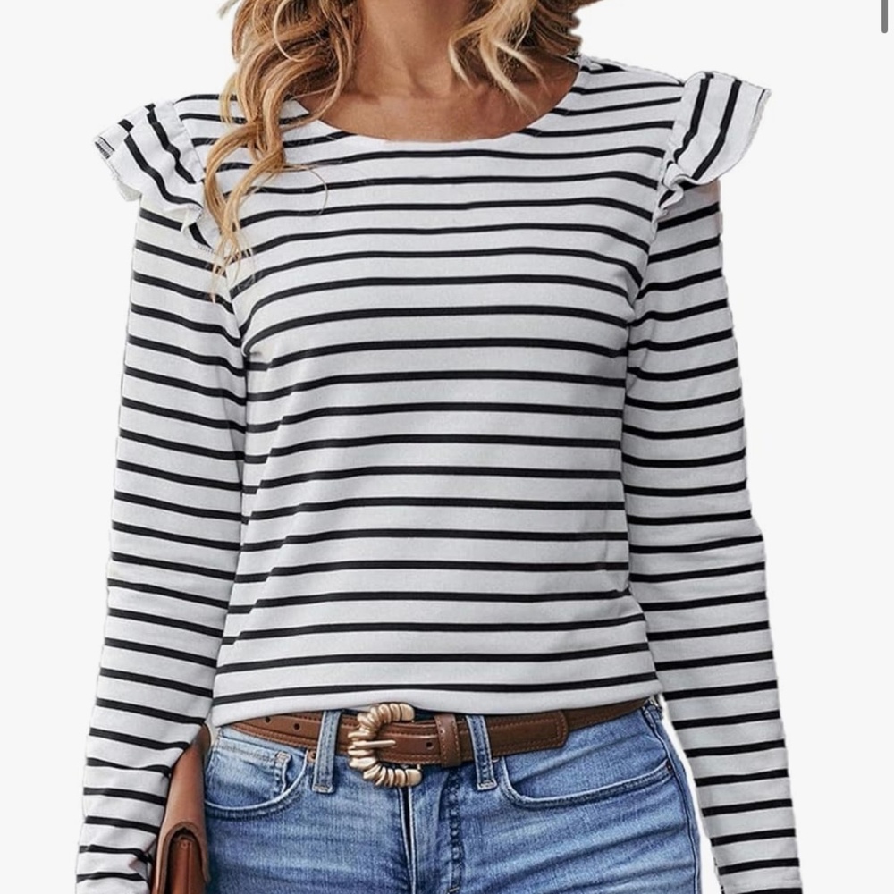 Breton inspired black & white striped top